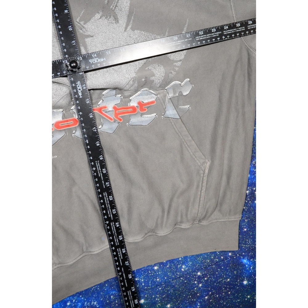 Loiter Anime Samurai Hoodie Mens Large Gray Graphic Pullover Fleece Pocket - Picture 7 of 10